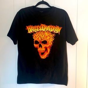 Harley Davidson Fire Skull Shirt Size M